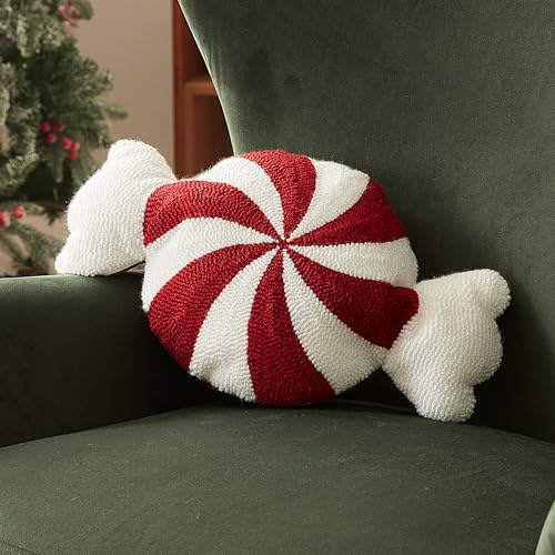 Sonive Weihnachtskissen, Weihnachtsbonbon-förmiges Kissen 50x30cm | Dekokissen Zierkissen, Stuhlkissen Raumdekoration Plüschkissen für Weihnachten Sofa & Bett Kinderzimmer rot&weiß