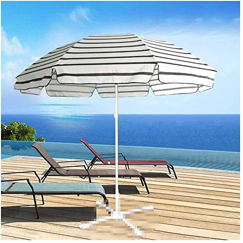 LSLYTQ Outdoor Garden Parasols 2.4M Striped Beach Umbrella Parasols, With Three-Layer 8 Metal Reinforced Support Frames, For Outdoor Cafe Balcony Pool Without Base good