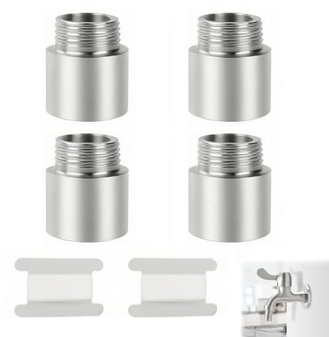 4 Piezas Prolongación de Grifo 1/2 Pulgada, Extensión de Grifo, extensión de cabezal de ducha, accesorio de extensión de grifo (Acero inoxidable, 1/2 pulgadas x 20 mm(4PCS))