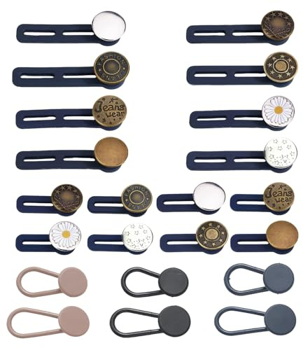 22 Stück Hosenbunderweiterung Knopf, Hosenbunderweiterung, Metall Verlängerung Jeans Knopfverlängerung, Hosenerweiterung Schwangerschaft Hosenbunderweiterung für Damen Herren Jeans