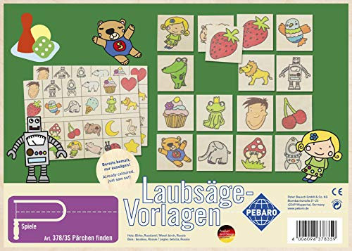 Pebaro 378/3S Laubsägevorlage Spiel Pärchen finden, 3mm Sperrholz DIN A 4, Motiv farbig vorgedruckt, aussägen mit Laubsägebogen, basteln, fertig, Laubsägen, Basteln mit Holz, Geschenkidee