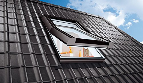 AFG Schweiz Skylight Kunststoff Dachfenster PVC 94 x 118 mit Eindeckrahmen Schwingfenster Dachflächenfenster
