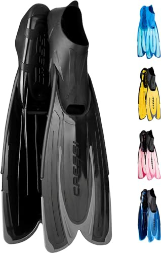 Cressi Agua Schwimmflossen - Offener Absatz mit Fersenriemen - Kurzflossen für Schwimmtraining - Taucherflossen Erwachsene aus Neopren
