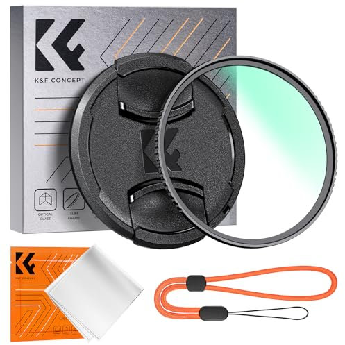 K&F CONCEPT Filtre UV 52mm Filtre de Protection + Bouchon d'Objectif + Chiffons de Nettoyage en Microfibre + Élastique Multi-Couches pour Appareil Photo-K Série