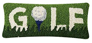 Peking Handicraft 30TG485C05OB Blown Filled Hook Throw Pillow, 12-inch Length, Wool and Cotton (Golf)