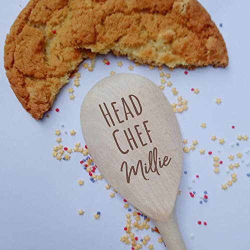 Personalised Head Chef Wooden Spoon, Cooking Present For Kids, Chefs Present For Birthday