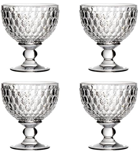 Villeroy & Boch 4er Set Boston Klar Sektschalen, Dessertschalen auf Fuß 398ml