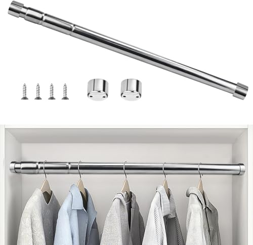 XAVSWRDE Kleiderstange Schrank 57-100cm Metallstange Kleiderbügelstange Ausziehbare Garderobenstange RundeTeleskopstange Klemmstange Kleiderschrank Spannstange Edelstahl Nischenstange für Garderobe