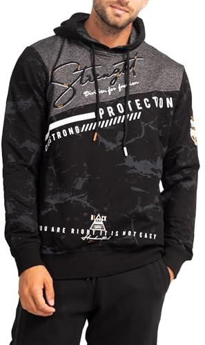 Subliminal Mode Sweatshirt à Capuche Homme Manches Longues Bicolore avec Poche BX2628 Noir S