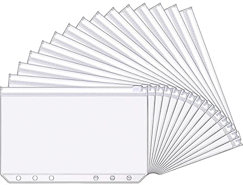 A6 Größe 6 Löcher Binder Taschen Binder Wasserdicht Reißverschluss Ordner Kunststoff Sammel Hüllen Binder Taschen für Postkarte Dateien Dokumente Notizbücher Karten (15 Stücke)