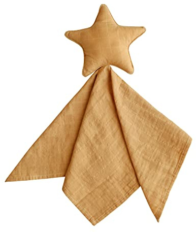 Mushie Schnuffeltuch Stern-Design | Schmusetücher, Ideal zum Schlafen und Spielen | Sicherheitsdecke für Jungen und Mädchen (Fall Yellow)