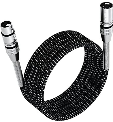 FIBBR XLR Kabel 15M, Mikrofonkabel Nylongeflecht XLR Stecker auf Buchse Strapazierfähiges Symmetrisches Mikrofonkabel Kompatibel mit Vorverstärkern/Lautsprechersystemen und Mehr
