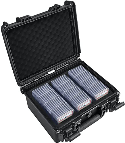 Migitec Wasserdichte Abgestufte Karten-Aufbewahrungsbox kompatibel mit 102 Kartenplatten, das Sport-Sammelkartenetui passt für PSA, CSG, BGS, CGC, SGC, Magnetkartenhalter und Toplader, Wasserdichte | Schützendes Sammelkartenetui, Organizer-Etui für 100+ Platten, für MTG, TCG, Sportkarte, Toploader, Hartschale, staubdicht