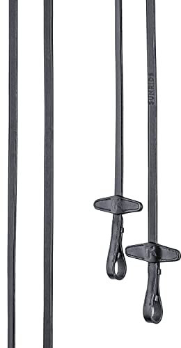 Sunride teilbare Lederzügel ohne Stege für Pferde, aus weichem Echtleder (Pony 255 cm, schwarz)