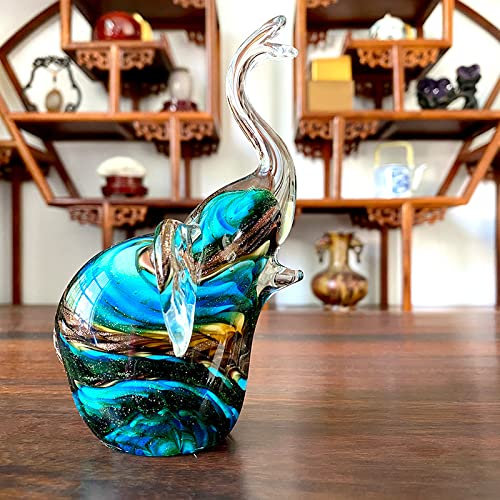 DECRZPB Farbige Glasur handgefertigte Glasfigur grüner Elefant mundgeblasenes Glas Briefbeschwerer Geburtstagsgeschenk Tischdekoration Heimdekoration