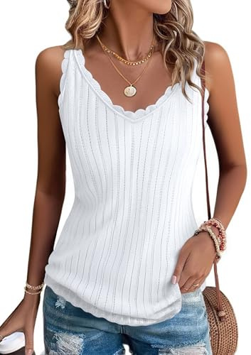 Gyabnw Damen Tank Top Elegant Sommer Basic Elegant Oberteile Ärmellose Trägershirt