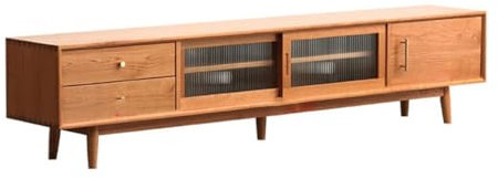 Console Multimediale Moderna Mobile TV in legno massello di ciliegio con anta in vetro, armadietto audiovisivo, soggiorno, centro di intrattenimento, credenza per Soggiorno Camera da Letto ( Size : 21