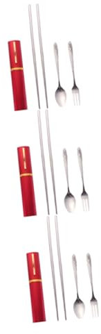 ABOOFAN 3St stainless steel inoxlm abstrichstäbchen geschirr set tgb häppchenlöffel schutzhaube schutzplane tragbares Geschirr Tafelgeschirr Rostfreier Stahl Essstäbchen Besteck reisen