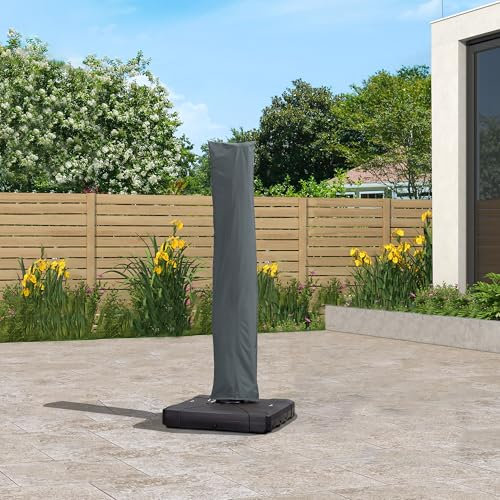 PURPLE LEAF Garden Parasol Cover UV Resistant Outdoor Offset Cantilever Umbrella Cover with Zipper and Rod for Patio (Grey, Large)