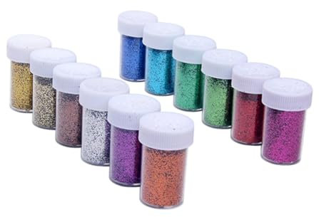 NUOBESTY 12 bastelglitzerpulver bastel glitzerpulver Basteln mit Glitzerpulver glitzerpuder Glitzer Pailletten Maniküre-Glitzer Handbuch Material Pigment Glimmerpulver