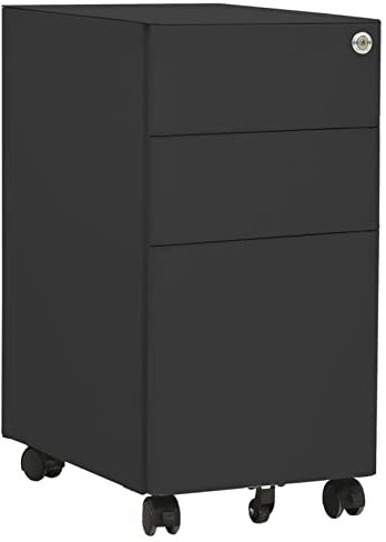 CIADAZ Aktenschrank mit Rollen, Stahlschrank, Aktenregal, Werkzeugschrank, Büroschrank, Lagerschrank, Ordnerschrank, Anthrazit 30x45x59 cm Stahl