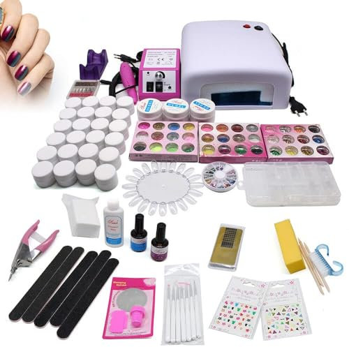 Kit de iniciación gel, juego completo de manicura UV, cuchillo cúter, extensión de uñas uña