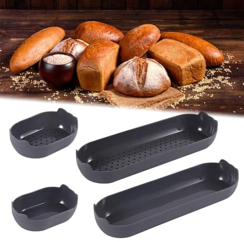 Molde para panecillos, molde para baguette, molde para baguette, 4 unidades, juego de 4 moldes de silicona para hornear pan francés, bandeja para baguette, pan de baguette, pan largo