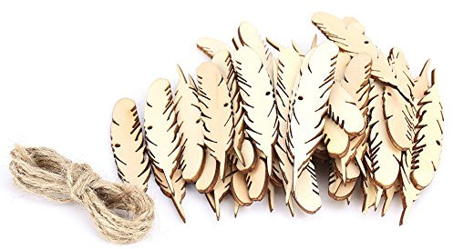 MOUMOUTEN 50 Stück Federholzausschnitte, Geformte Holzscheiben, Unbehandeltes Holz, Umweltschutz, Dekoration Für Bastelarbeiten, Bastler, Die Holzhandwerk-DIY-Projekte Durchführen