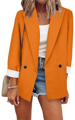 ZICUE Moda Femminile Blazer A Manica Lunga A Tinta Unita Casual Blazer A Doppio Bottone Risvolto da Ufficio Blazer da Lavoro