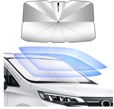 CGEAMDY Parasol para Coche, Parasol Coche Delantero Paraguas, Front Car Sunshade Giratorio De 360°Plegable Protege, Paraguas Coche Delantero Protector, Parasol Plegable para Coches, Camión(135x75cm)