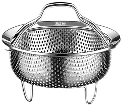 Dualoai Inserto per Cottura a Vapore in Acciaio Inossidabile, Cestello per Cottura a Vapore con Telaio E Manico, Inserto per Cottura a Vapore per Cuociriso, R, 14 cm