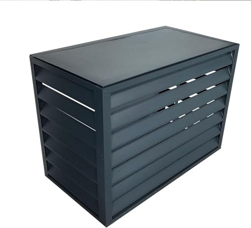Split Air Conditioner Bracket, Split Air Conditioner Unit, Large Aluminum Alloy Outdoor Unit Cover, Air Conditioning System Protective Grille, Cover Air Conditi(Size:110x60x80cm,Color:Black flat roof)