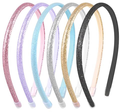 6 Stück Pailletten Beschichtet Stirnbänder Niedliches Glitter Mädchen Haarband Modisch Glitzer Damen Haarreifen Tägliches Haarschmuck für Partys Bällen Aktivitäten (lila/schwarz/rosa/gold/blau/silber)