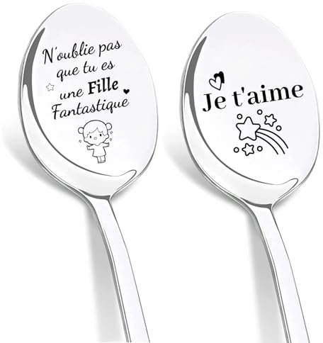 DIKARIYA Idée Cadeau Noël Fille, Cuillère à Café Acier Inoxydable, Cuillères Gravées au Laser-N’oublie pas que tu es une fille Fantastique, Cadeau Fille d'anniversaire, Cadeau de Noel pour Fille Utile