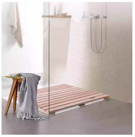 QWEASDF Bambus Badematte, holzmatte outdoorholzmatte Bad, rutschfeste,Duschmatte, Dusche, Sauna, Baderost faltbar, Natur, Indoor & Outdoor,Keine Installation erforderlich(W50xL70cm/W20xL28in)