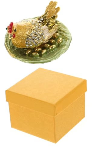 SOIMISS Hen Ornaments Jewelry Box Cartoon Alloy Home Adornment Egg Shape Jewelry Case Craft Storage Box Desk Adornment Home Decor Chicken Gifts for Chicken Lovers