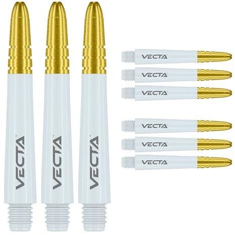 WINMAU Asta del dardo - Vecta Policarbonato Steli di Freccette - 1 Set per Confezione (3 Freccette Aste in Totale) - Accessori Professionali per Freccette - Bianco e Oro Alberi intermedi