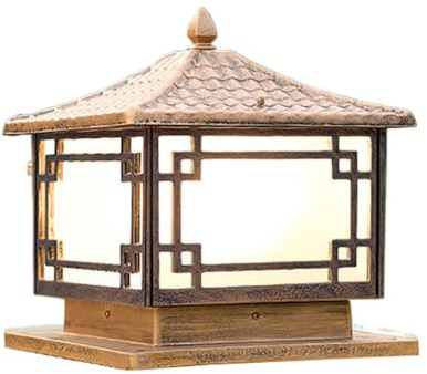 JMEDIC Lampada da Palo con Piedistallo E27, Colonna Luminosa in Alluminio Impermeabile per Esterni con Paralume in Acrilico, Lampada A Colonna per Decorazione da Giardino Europeo, Lanterna Stigmata