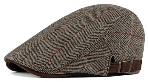 UILYNIU Boina Ajustable Vintage, Newsboy Flat Cap de Conducción, Talla M (Marrón)