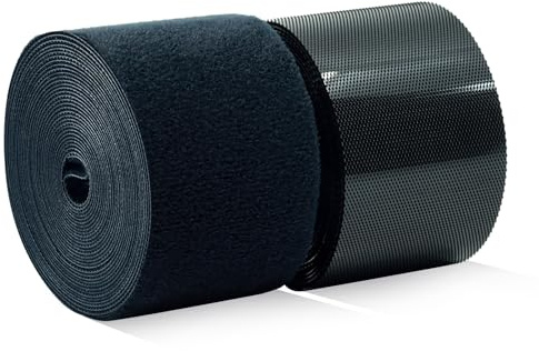KLEBASTO Klettband selbstklebend | extra starker Acrylatkleber | Micro-Klettverschluss zum kleben | Set Hakenband & Flauschband | für Außenbereich | Hitzebeständig | UV-beständig (Schwarz, 48mm x 3m)