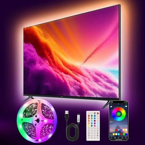Liwqolx Ruban LED 3 m, 30 LED/Mètre, Rétroéclairage TV Multicouleur avec Télécommande et APP, Musique Sync, pour 45-65 HDTV, PC