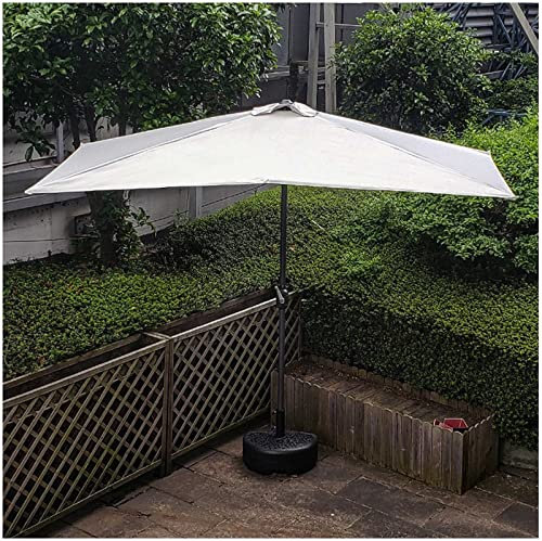CRBUDY Parasol de Jardin Demi-carré 250 cm (8 Pieds), Parasol de terrasse, Parasol Mural, Pare-Soleil, étanche, 5 Baleines avec manivelle, Parasol d'extérieur Demi-carré (Beige)