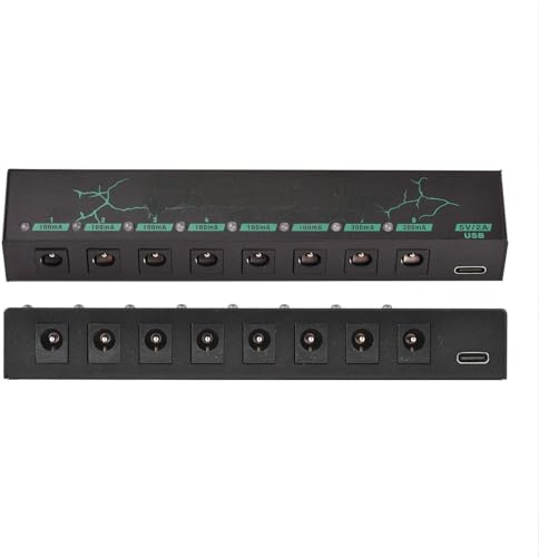 M VAVE Guitar Pedal Power Supply – 8 Isolated 9V DC Outputs for Guitar Effectors, Compact Metallic Design with Stable Low Power Performance, Ideal for Guitarists on Live Stages and Studio Sessions, 6x