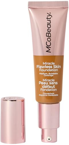 MCoBeauty Miracle Flawless Skin Liquid Foundation - Caramel | Buildable Medium Coverage, Dewy Finish, Hydrating Face Makeup, Vegan & Cruelty Free