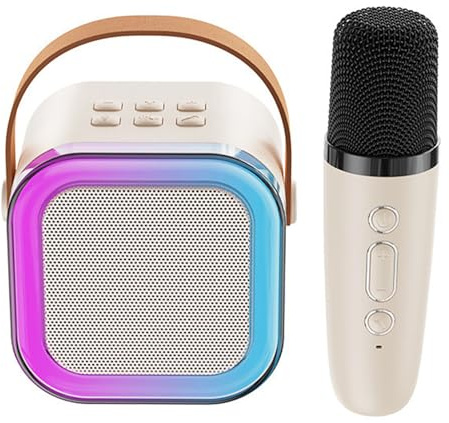 Macchina per karaoke con microfono wireless portatile per adulti e altoparlante karaoke BT 5.0 Luci RGB espandibile 64G TF Card Type-C Cuffie Auxin Monitoraggio per riunioni di festa