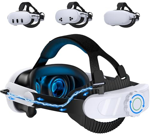 ALEEMTRY Head Strap with 10000mAh Battery for Meta Quest 3S/Quest 2/Quest 3, Adjustable Elite Strap Replacement, VR Helmet Accessories Extend Play Time Reduce Pressure