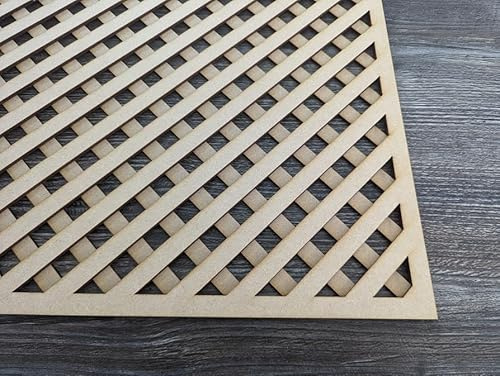 Pannello decorativo a reticolo in MDF, motivo Nevada, 620 mm x 600 mm, a doppio strato, design a griglia diagonale per copri termosifoni e divisori