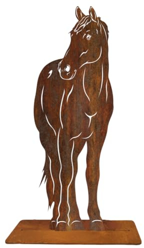 Terma Stahldesign Edelrost Gartenstecker Pferd stehend stehend Metall Figur Handmade Germany wetterfest Gartendeko Rostdeko Tierfigur Rostfigur Geschenk