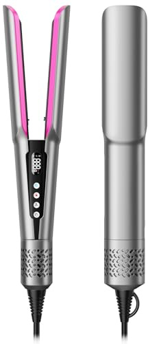 slopehill Air Glätteisen OHNE Heizplatten-1300W Ionen-Luftglätter mit Heißluft & Kaltluft, Keine Hitzeschäden, Für Nass & Trocken Haar, 90-160℃,Ideal für 30-75cm Mittellanges & Langes Haar,Silbergrau