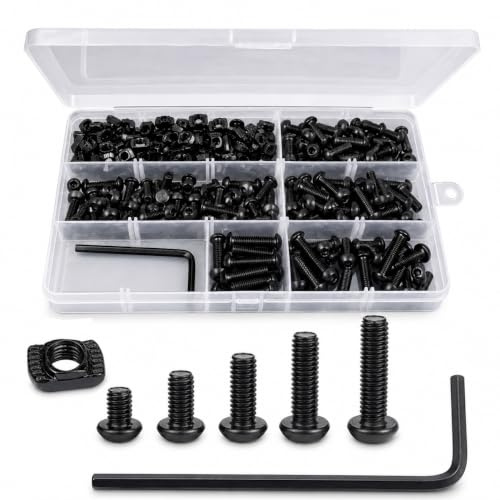 252 Stück M5 Nutensteine, T Nut Hammerkopfschrauben Set mit M5 (8–20 mm) Innensechskantschrauben, Nutensteine M5 kompatibel mit Aluminium-Extrusion der Serie 2020